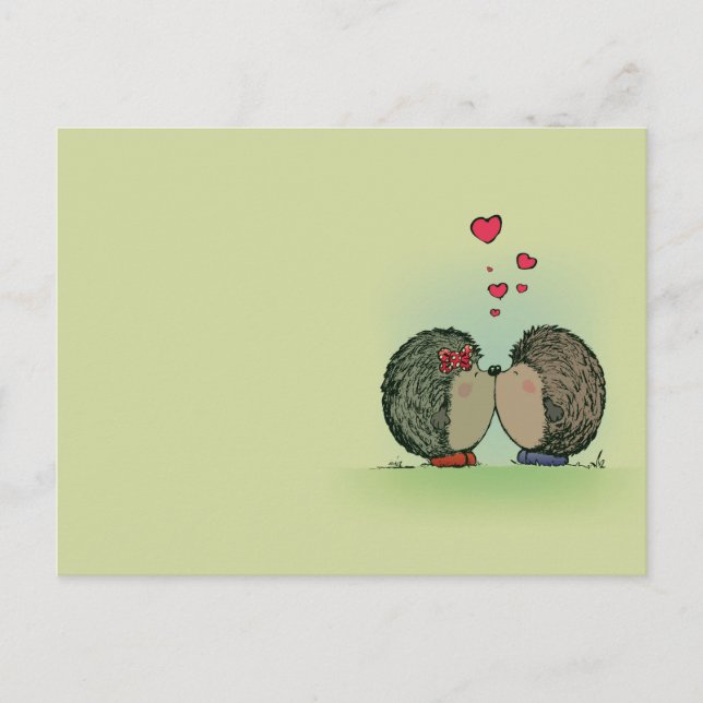 Hedgehogs in love postcard (Front)