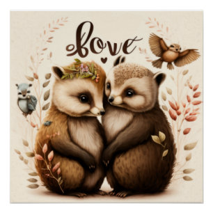 hedgehogs in love poster