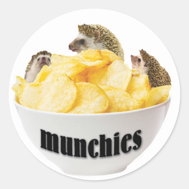 Hedgehogs in Potato Chip Bowl Sticker (Front)