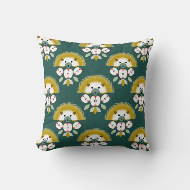 Hedgehogs love apples throw pillow (Front)