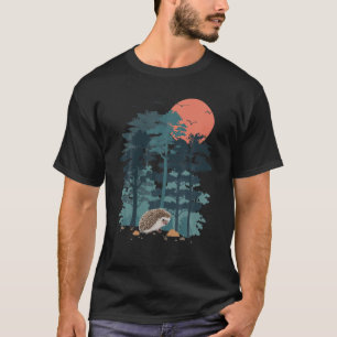 Hedgehogs Mountain Pine Tree Sky Birds Are Flying T-Shirt