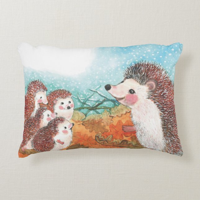 Hedgehogs talking to each other Illustration   Accent Pillow (Front)