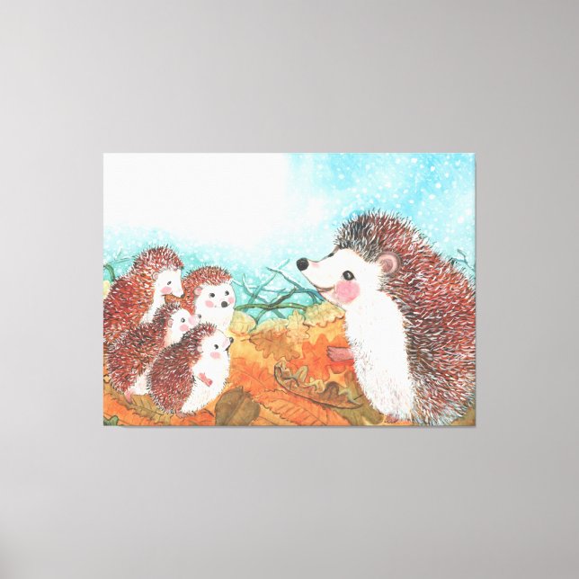 Hedgehogs talking to each other Illustration  Canvas Print (Front)