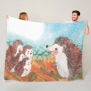 Hedgehogs talking to each other Illustration Fleece Blanket
