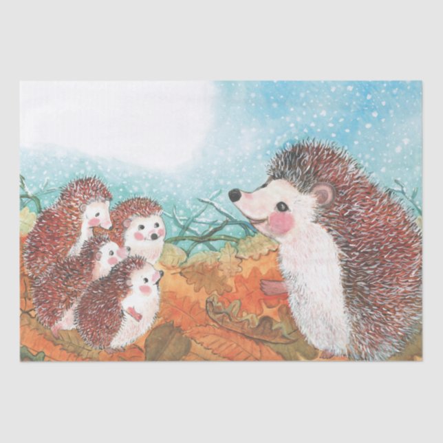 Hedgehogs talking to each other Illustration  Tissue Paper (Front)