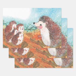Hedgehogs talking to each other Illustration  Wrapping Paper Sheet