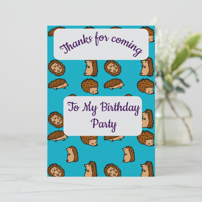 Hedgehogs Thank you Card (Standing Front)