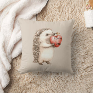 Hedgehogs with Heart Love Throw Pillow