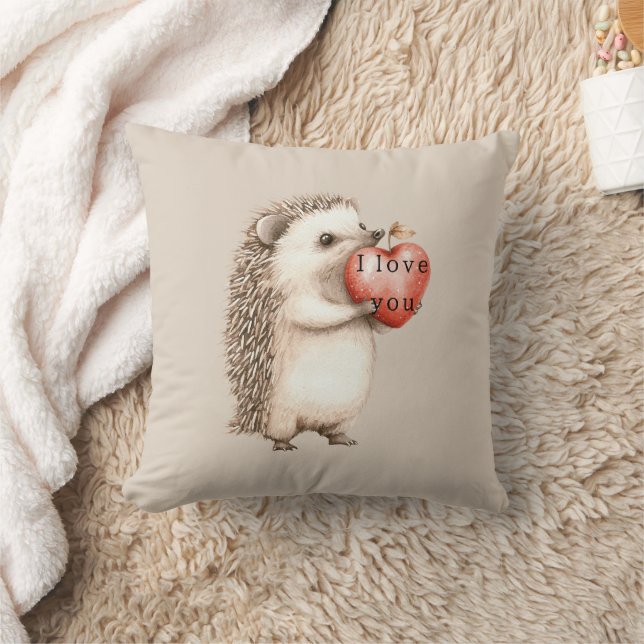 Hedgehogs with Heart Love Throw Pillow (Blanket)