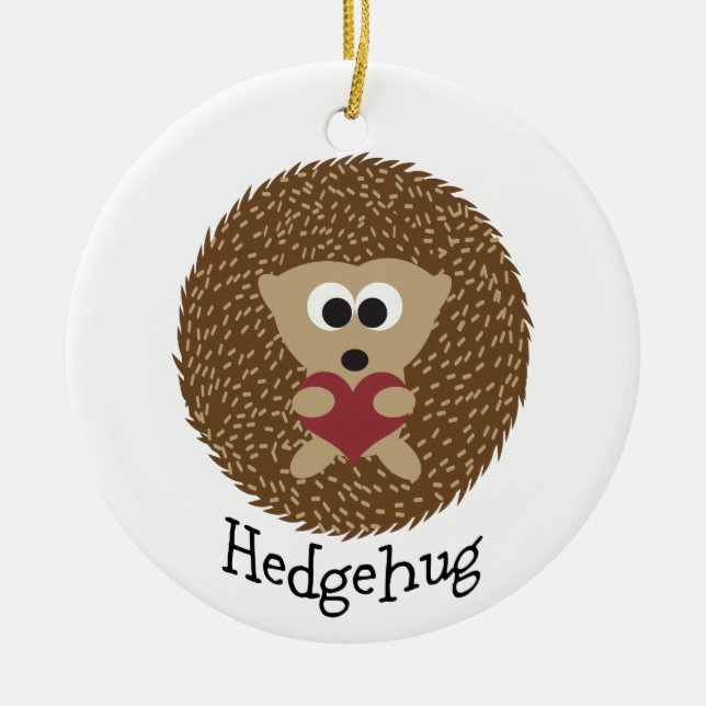 Hedgehug Hedgehog Ceramic Ornament (Front)
