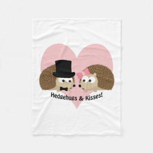 Hedgehugs and Kisses Hedgehog Couple Fleece Blanket