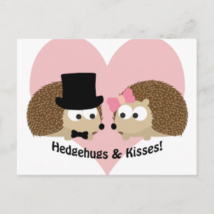 Hedgehugs and Kisses Hedgehog Couple Postcard