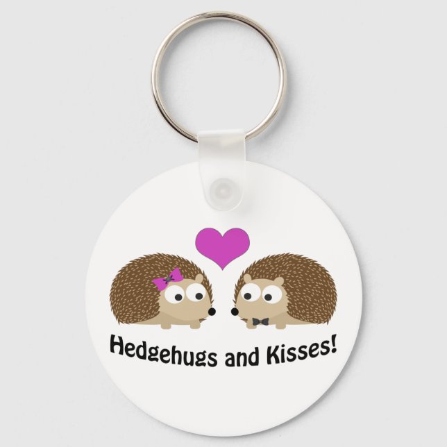 Hedgehugs and Kisses hedgehog love Keychain (Front)