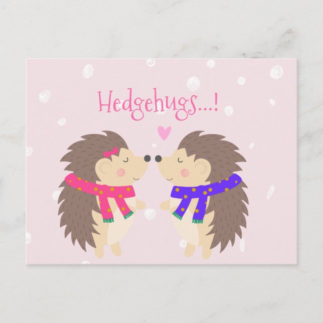 Hedgehugs! Cute Hedgehog Christmas Holiday Postcard (Front)