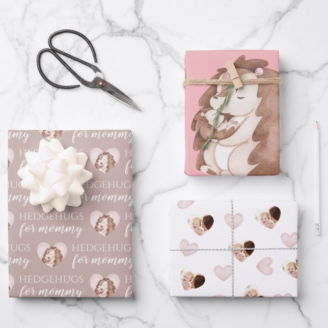 Hedgehugs For Mommy Wrapping Paper Sheets  (Front)