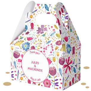 Hedgerow Flowers Watercolor Wedding Favor Box