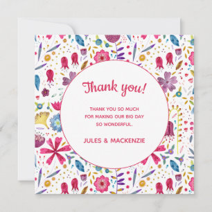 Hedgerow Flowers Watercolor Wedding Thank You Card