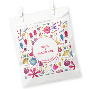 Hedgerow Wild Flowers Watercolor Wedding Favour Bag