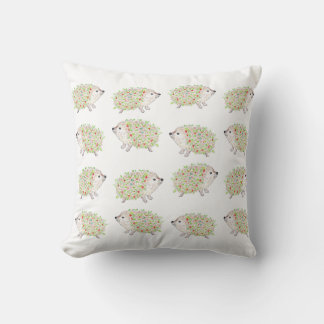 Hedghogs With Holly on  them  Throw Pillow