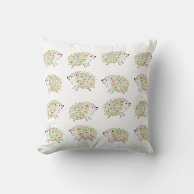  Hedghogs With Holly on  them  Throw Pillow (Front)