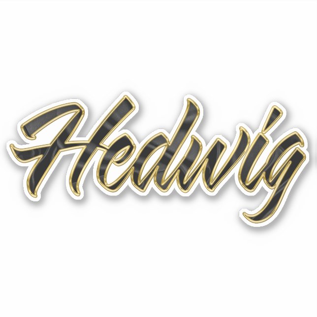 Hedwig black gold lettering Sticker (Front)