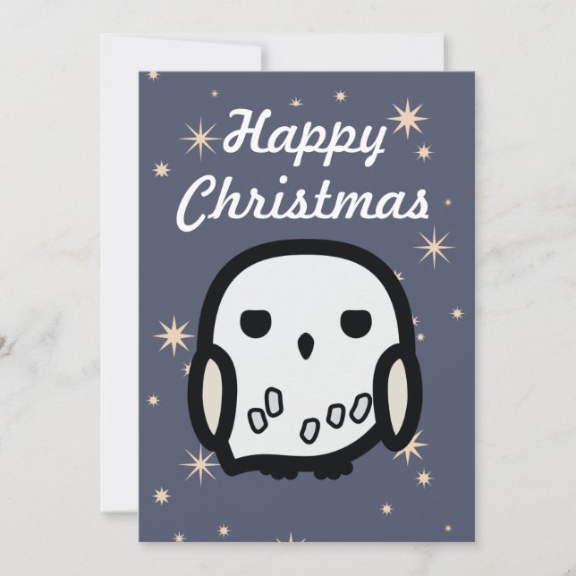 Hedwig Cartoon Character Art Christmas Card (Front)