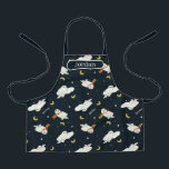 Hedwig Nighttime Moonlight Pattern Apron<br><div class="desc">Add a touch of whimsical wizarding charm with this adorable Hedwig the snowy owl pattern design. Featuring repeating illustrations of Hedwig soaring beneath crescent moons and twinkling stars, this playful all-over print captures the magic of nighttime deliveries from the Owl Post. Some Hedwigs are bundled up in cozy Gryffindor house-colored...</div>