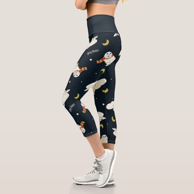 Hedwig Nighttime Moonlight Pattern Capri Leggings (Left)