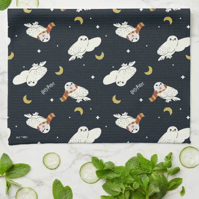Hedwig Nighttime Moonlight Pattern Kitchen Towel (Folded)