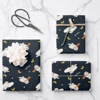 Hedwig Nighttime Moonlight Pattern Wrapping Paper Sheet