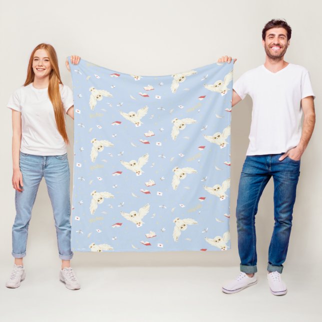 Hedwig Owl Post Letters and Books Pattern Fleece Blanket (In Situ)