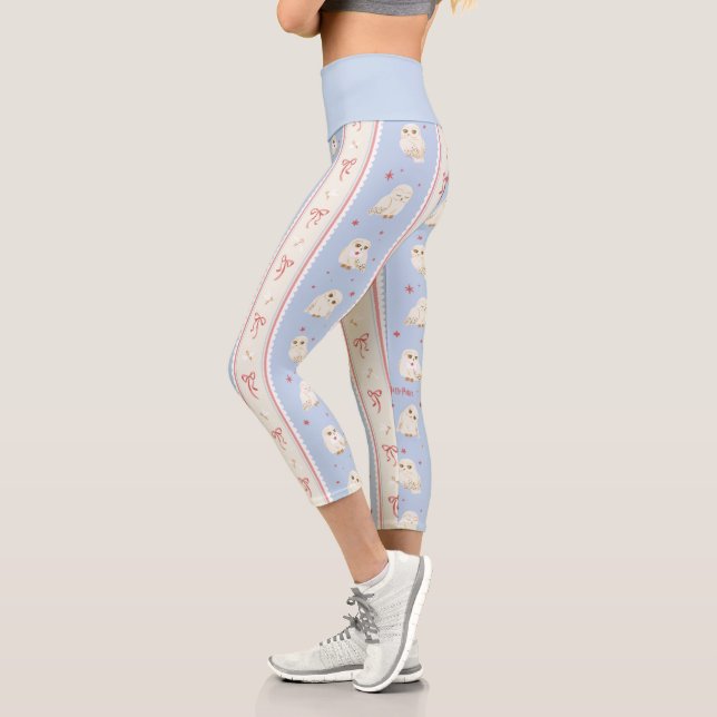 Hedwig Owl Post Stripe Pattern Capri Leggings (Left)
