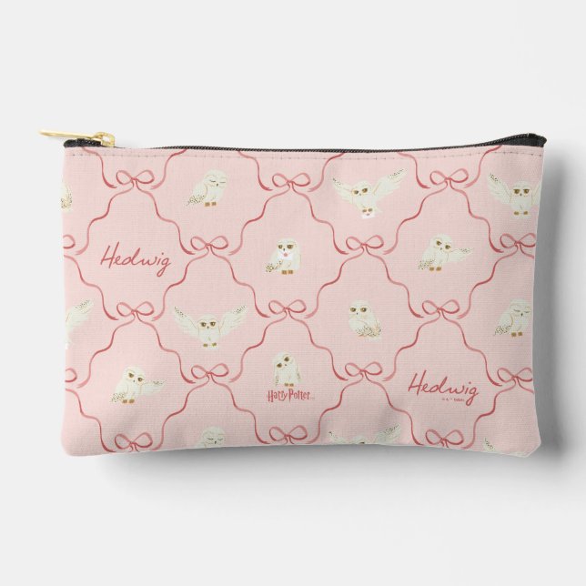 Hedwig Pink Ribbon Pattern Accessory Pouch (Front)