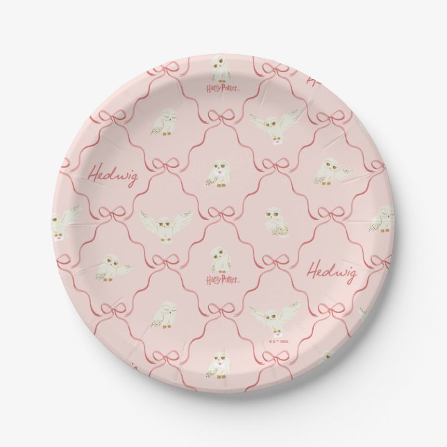 Hedwig Pink Ribbon Pattern Paper Plate (Front)