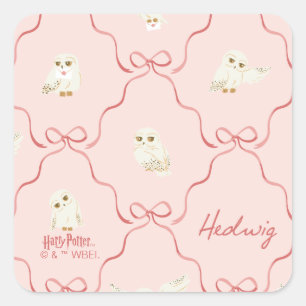 Hedwig Pink Ribbon Pattern Square Sticker