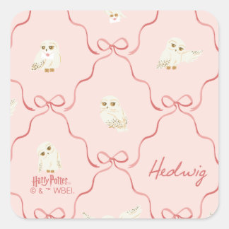 Hedwig Pink Ribbon Pattern Square Sticker
