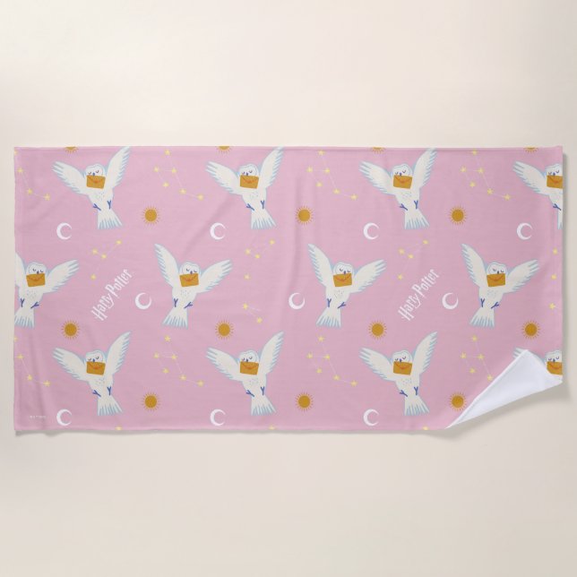 Hedwig Pink Solstice Pattern Beach Towel (Front)