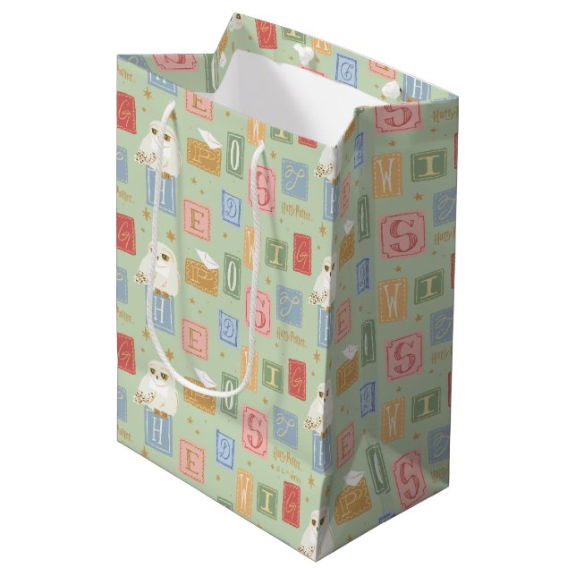 Hedwig Post Letter Block Pattern Medium Gift Bag (Front Angled)