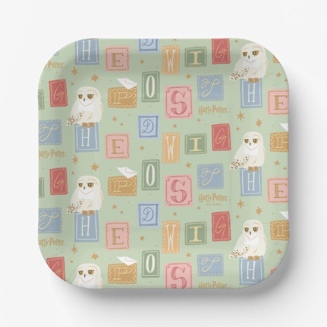 Hedwig Post Letter Block Pattern Paper Plate (Front)