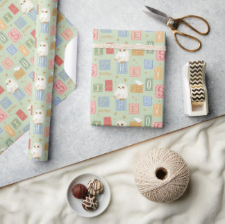 Hedwig Post Letter Block Pattern Wrapping Paper