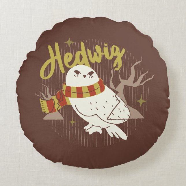 Hedwig Whimsical Forest Drawing Round Pillow (Front)