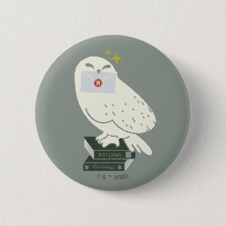 Hedwig With Letter Whimsical Drawing 2 Inch Round Button