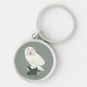 Hedwig With Letter Whimsical Drawing Keychain