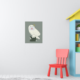 Hedwig With Letter Whimsical Drawing Poster