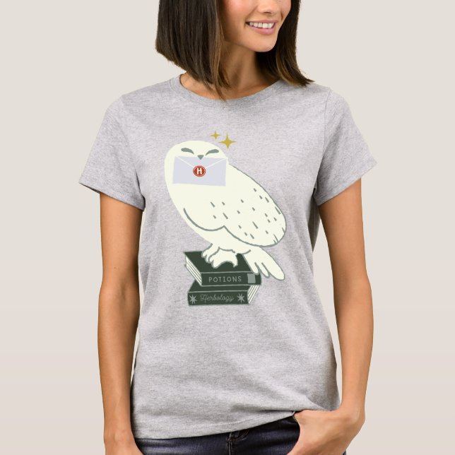 Hedwig With Letter Whimsical Drawing T-Shirt (Front)