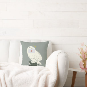 Hedwig With Letter Whimsical Drawing Throw Pillow