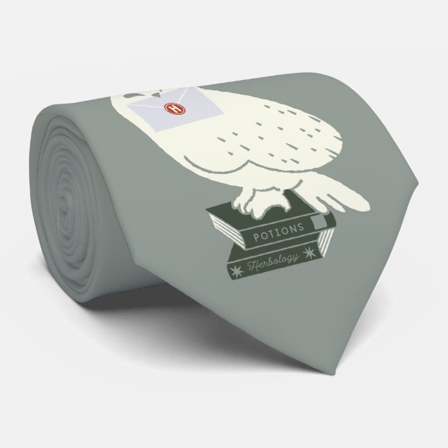 Hedwig With Letter Whimsical Drawing Tie (Rolled)