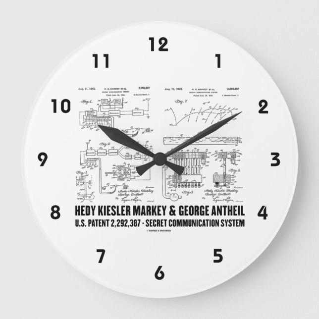 Hedy Kiesler Markey G. Antheil US Patent 2292387 Large Clock (Front)