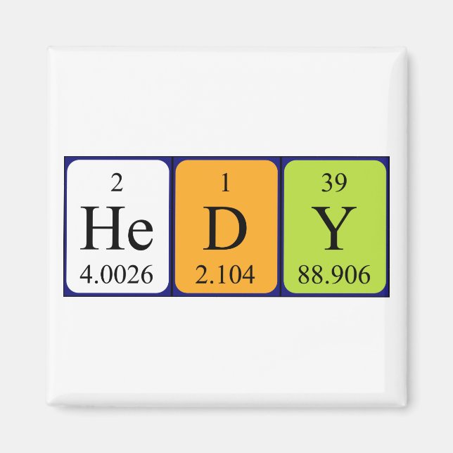 Hedy periodic table name magnet (Front)