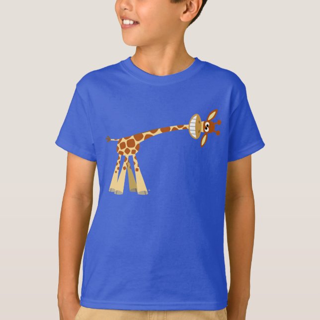Hee Hee Hee!! Cute Cartoon Giraffe Kids T-shirts (Front)